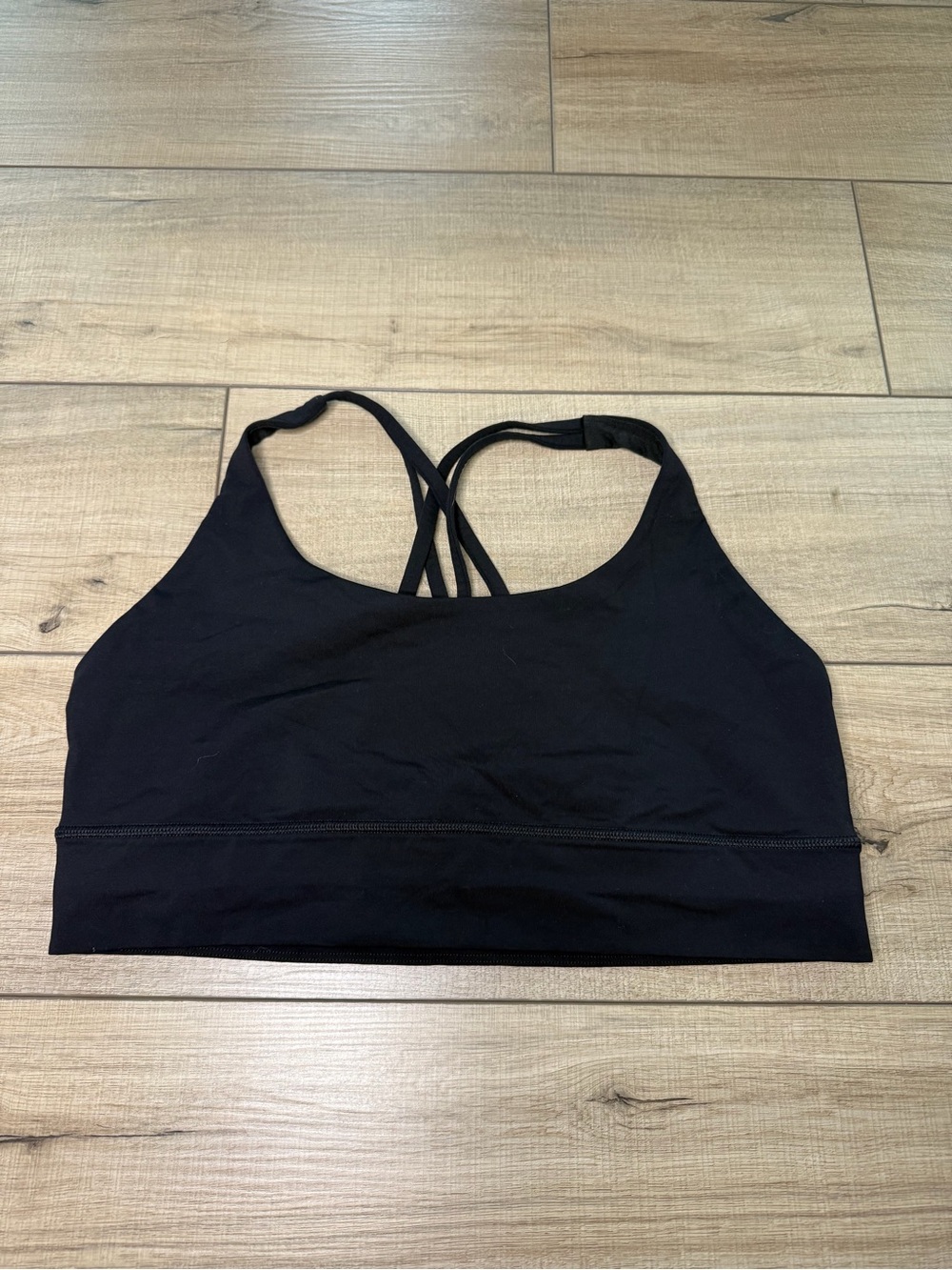 Lululemon Size 14 Black Strappy Back Longline Sports Bra Workout Top